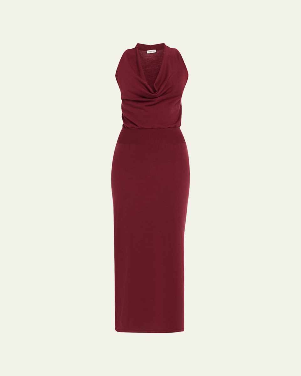 Ramona Knit Cowl-Neck Midi Dress